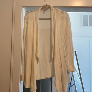 Cream colored draped cardigan